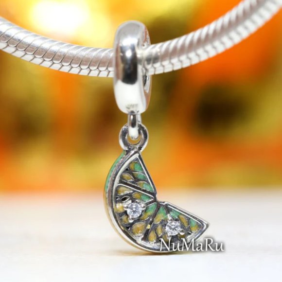 PANDORA Lemon Slice Sparkling Fruit Dangle Charm 791696C01 - Picture 1 of 3